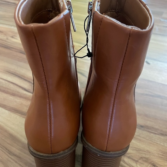 Women’s Brown Block Heel Ankle Boots – Square Toe Leather Booties - Picture 10 of 16